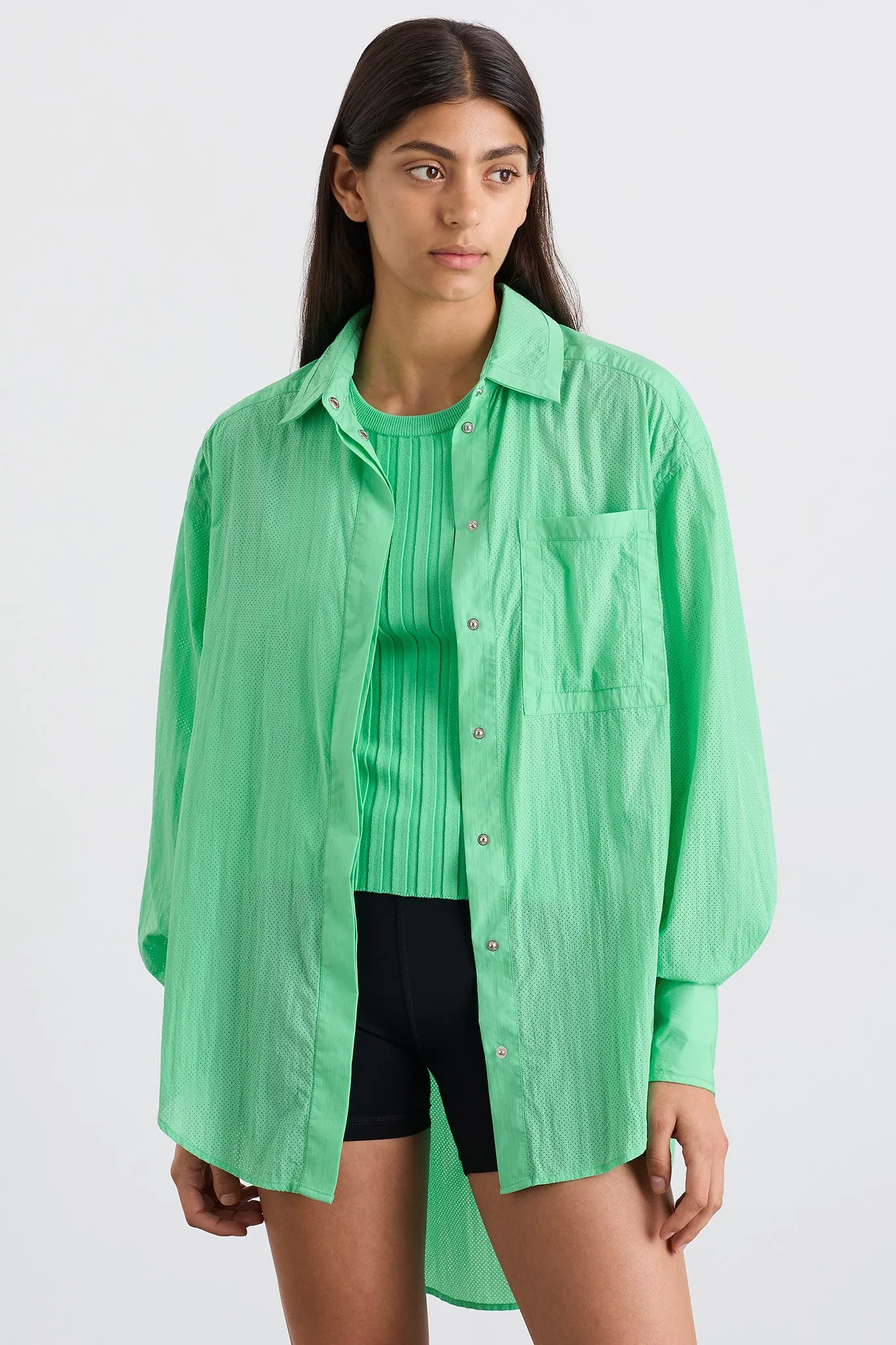 Perforated Longline Shirt 406 sold by Aje