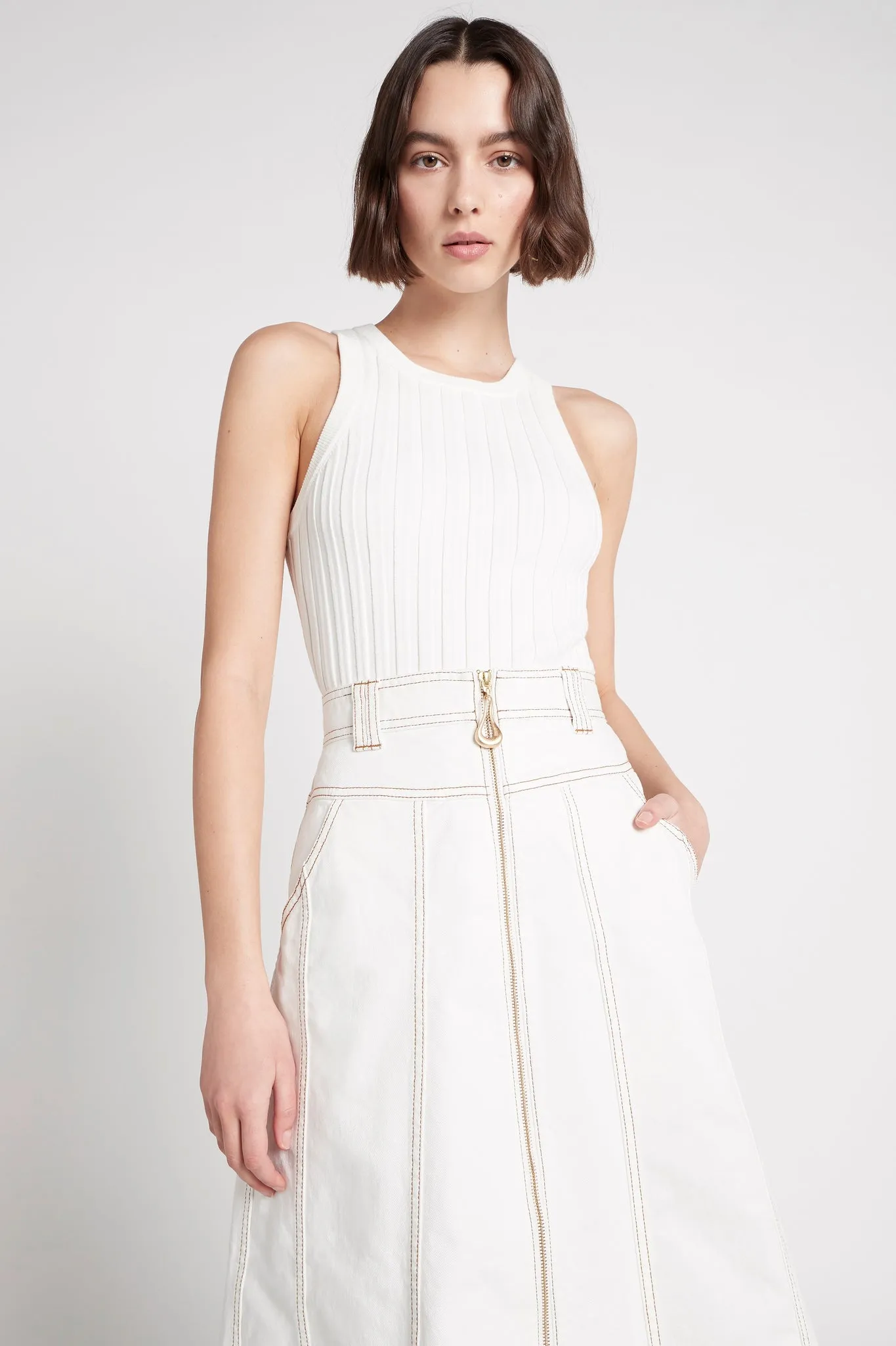 Hydra Racer Knit Ribbed Top sold by Aje