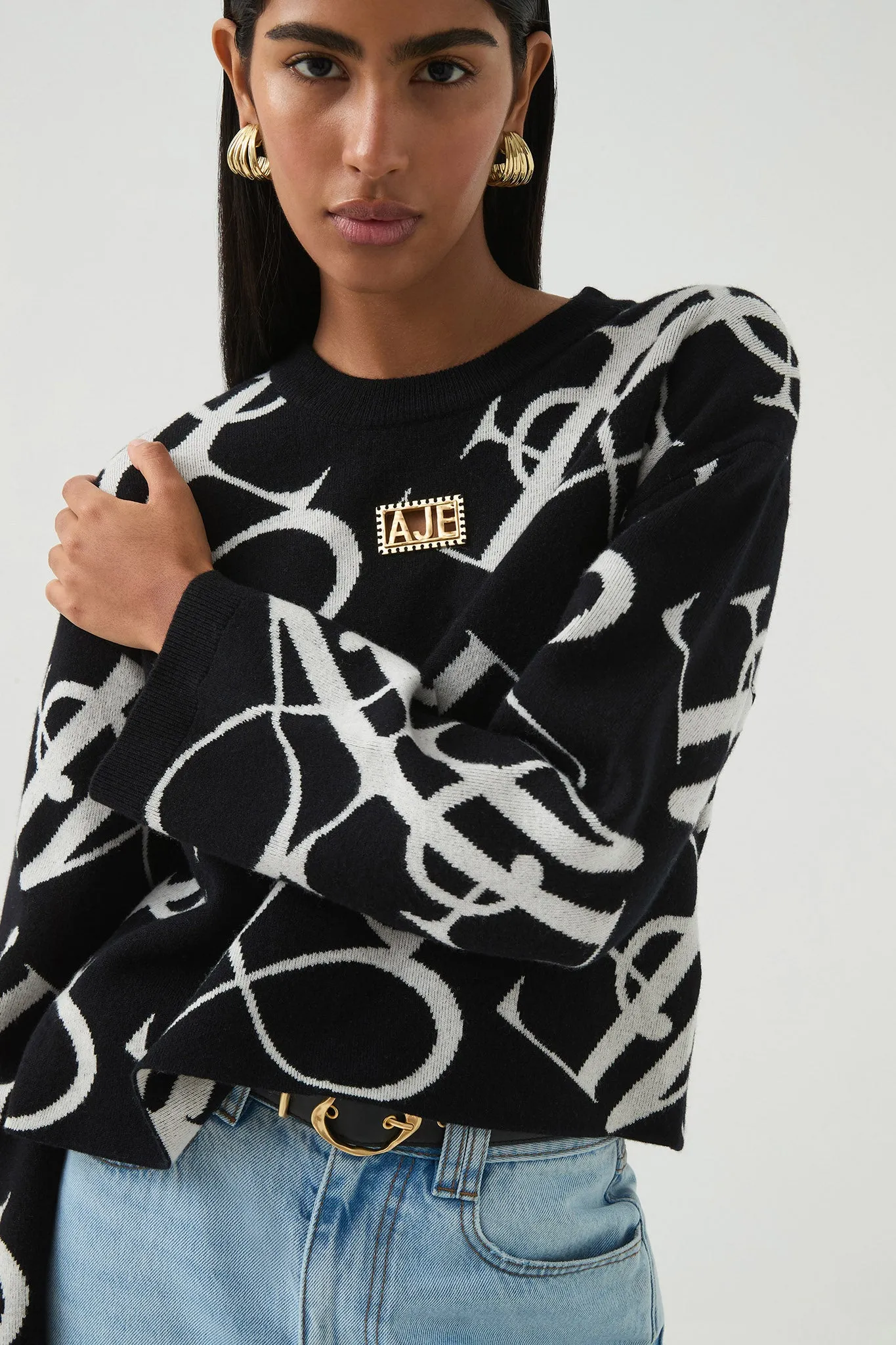 Jovie Logo Knit Jumper sold by Aje product image thumbnail 4