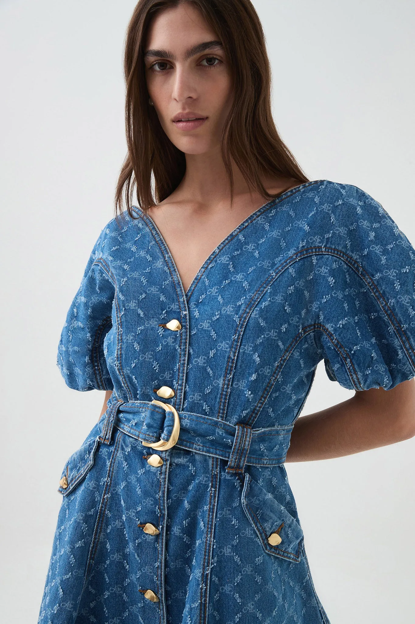 Check Denim Mini Dress sold by Aje product image thumbnail 5