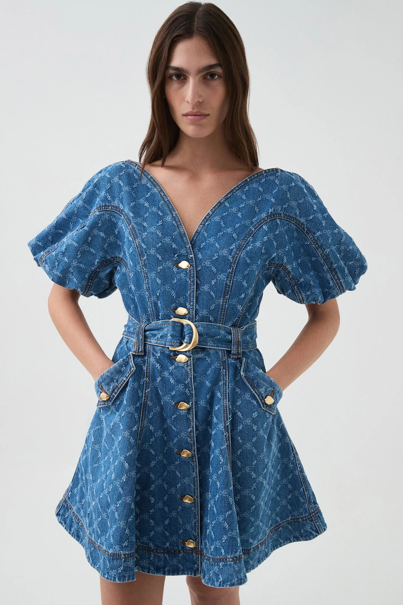 Check Denim Mini Dress sold by Aje product image thumbnail 4