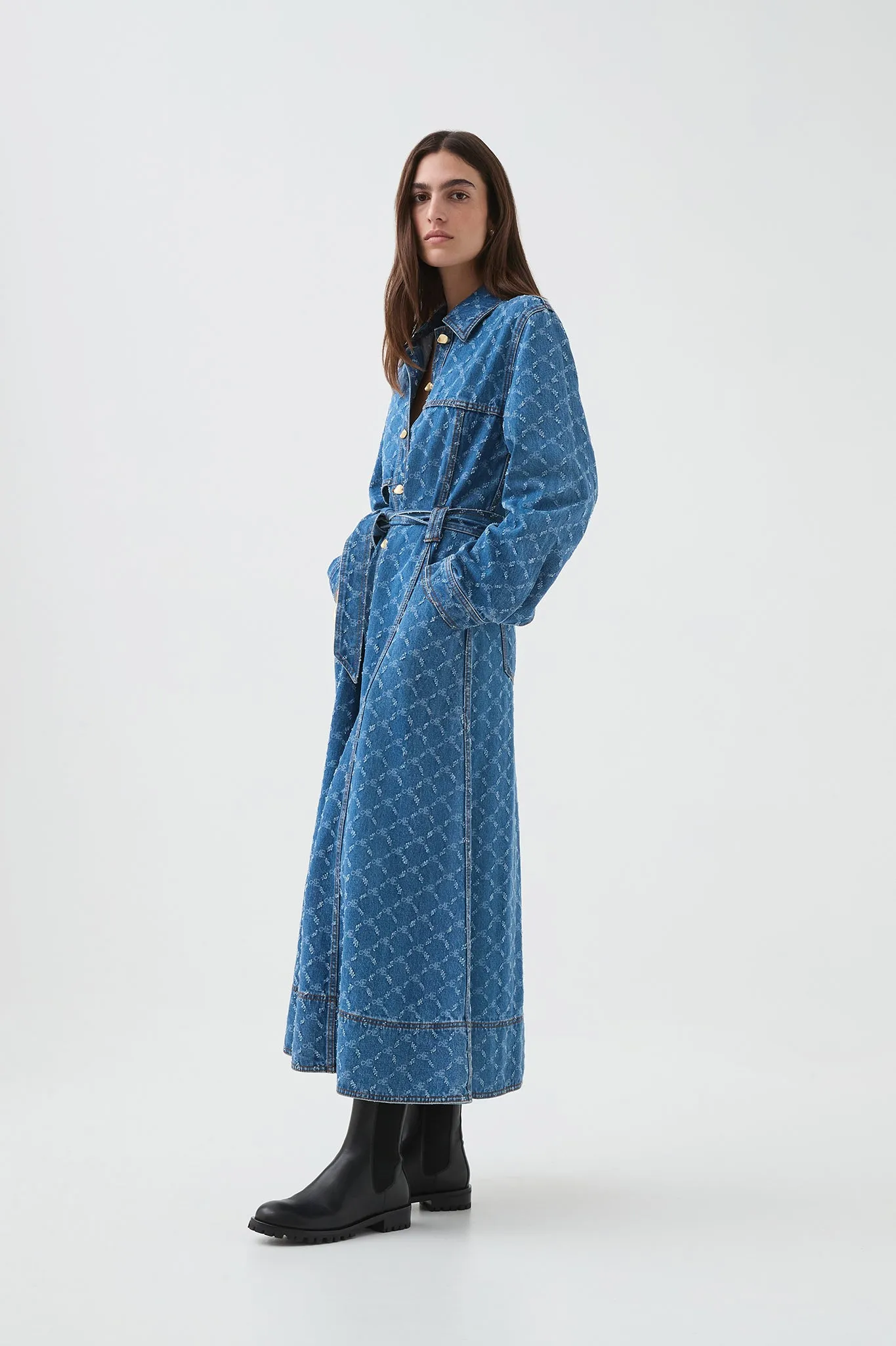 Check Denim Midi Dress sold by Aje product image thumbnail 4