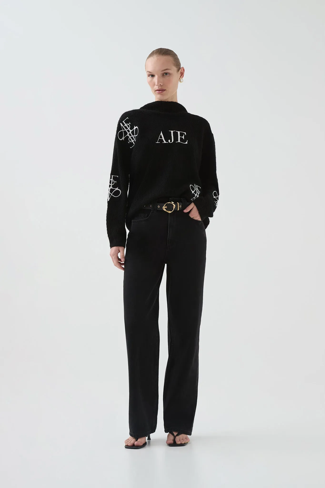 Nola Logo Knit Jumper sold by Aje product image thumbnail 3