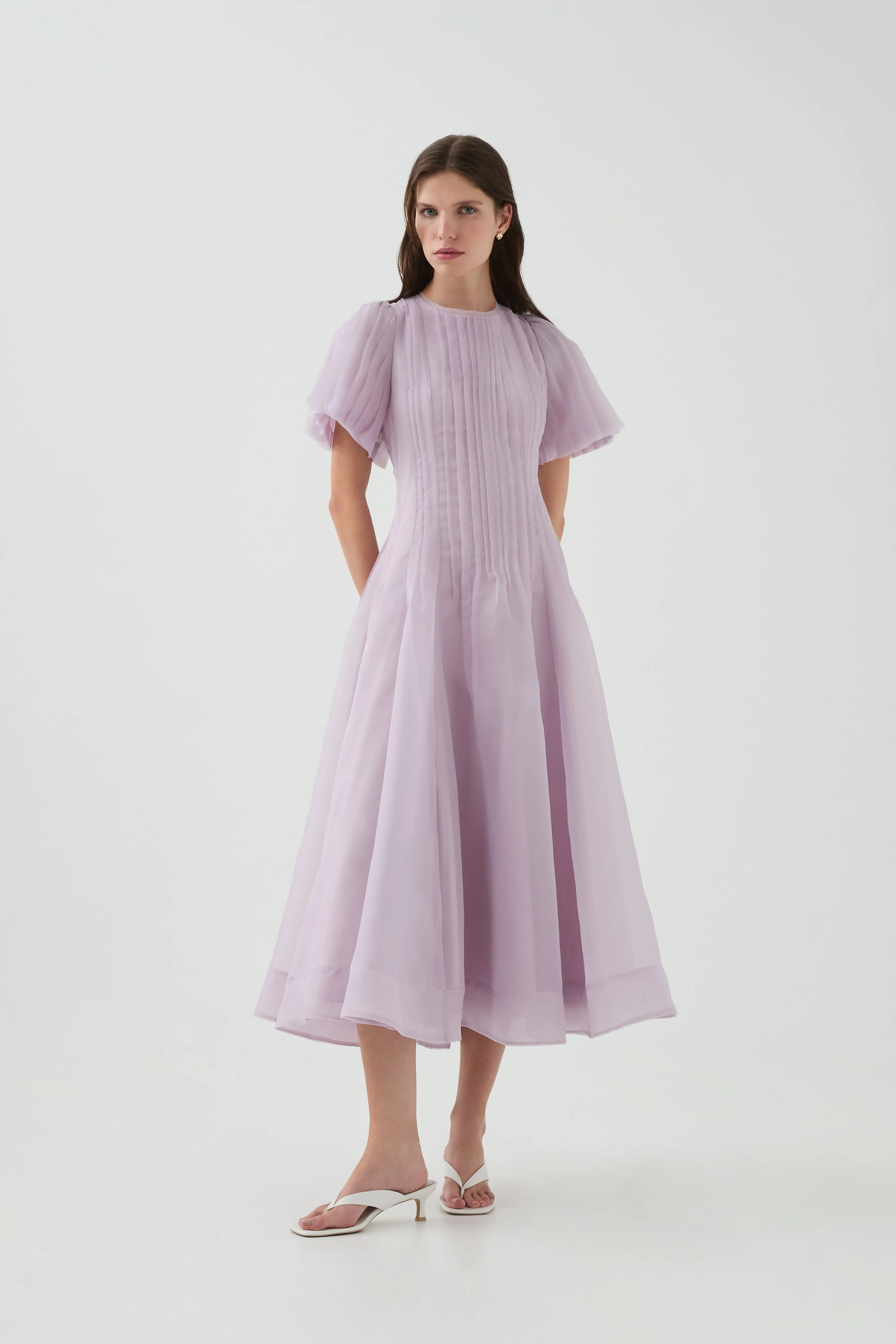 Nova Pleated Midi Dress sold by Aje
