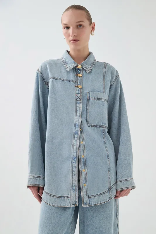 Outline Button Denim Shirt sold by Aje
