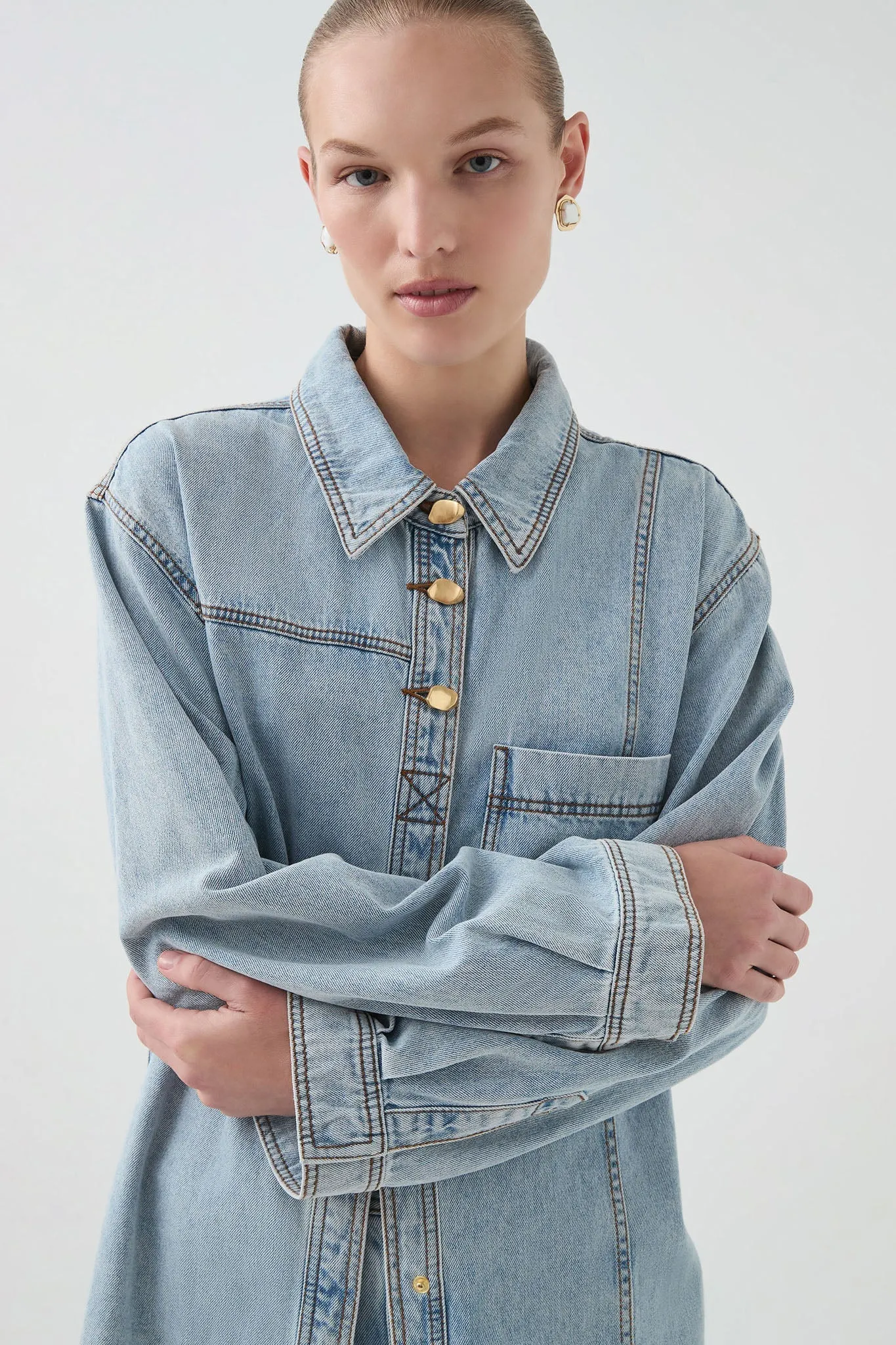 Outline Button Denim Shirt sold by Aje product image thumbnail 5
