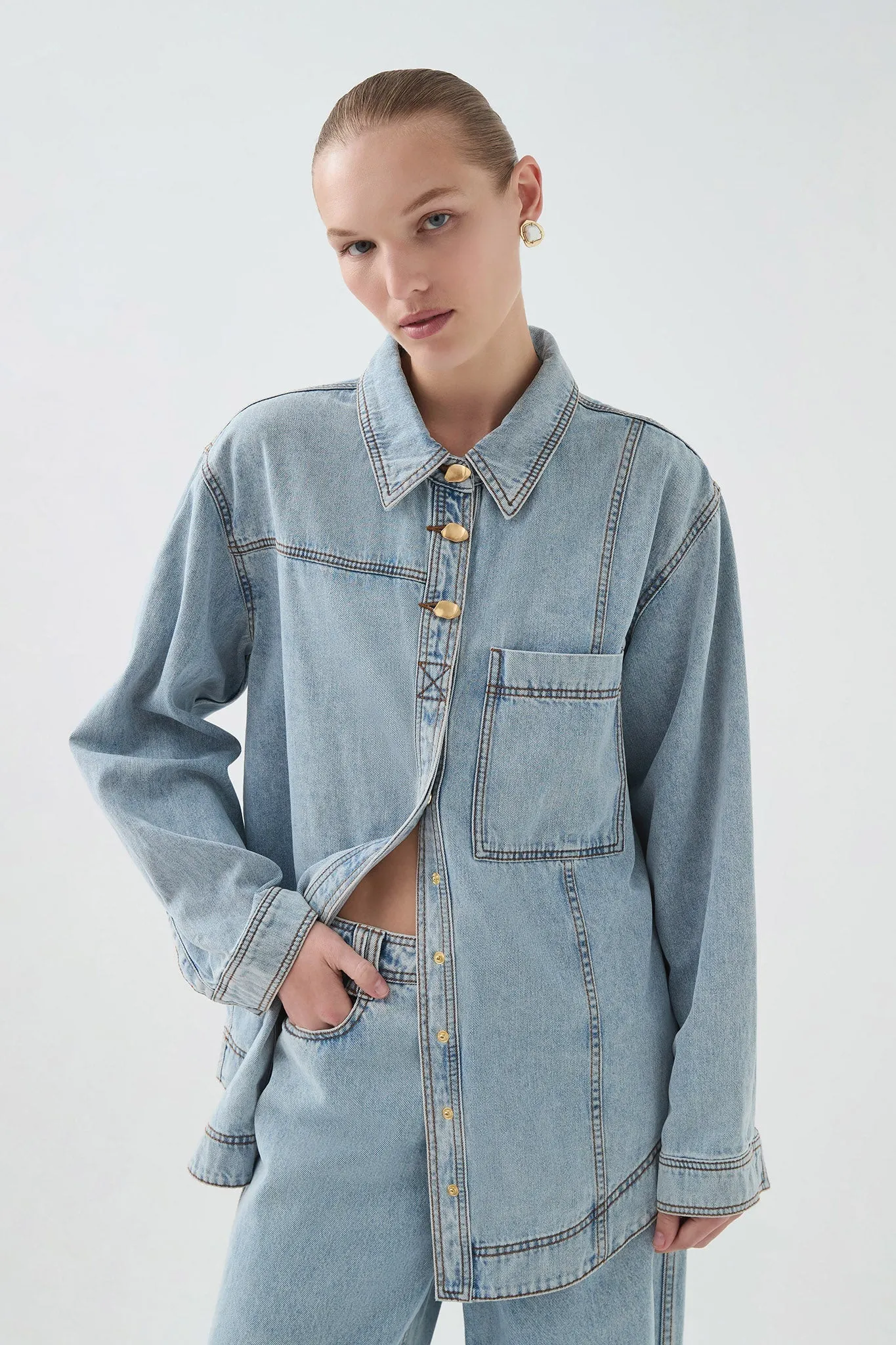Outline Button Denim Shirt sold by Aje product image thumbnail 4