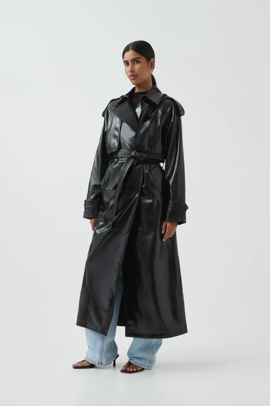 Raven Vegan Leather Trench made by Aje