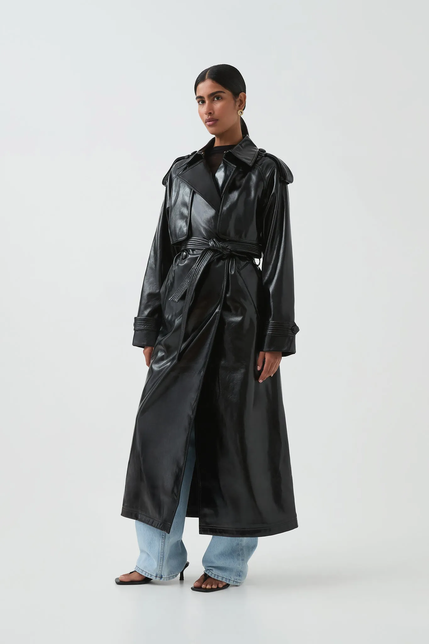 Raven Vegan Leather Trench sold by Aje