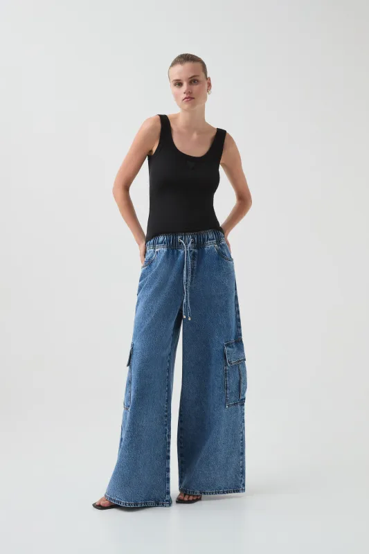 Sadie Denim Cargo Jeans sold by Aje