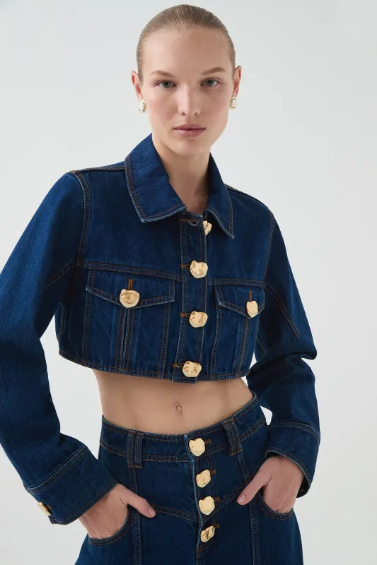 Genesis Cropped Denim Jacket sold by Aje