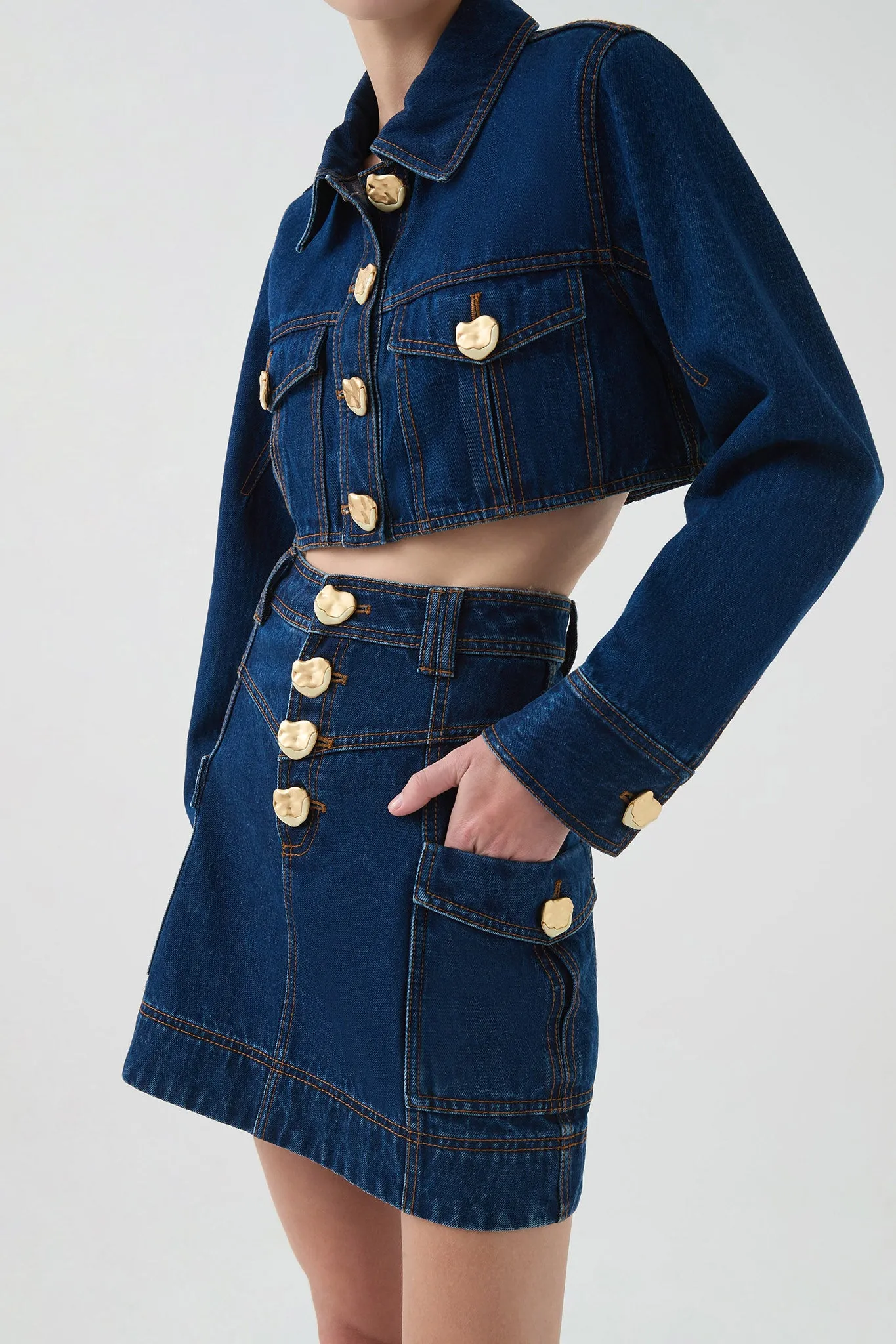 Genesis Denim Mini Skirt sold by Aje