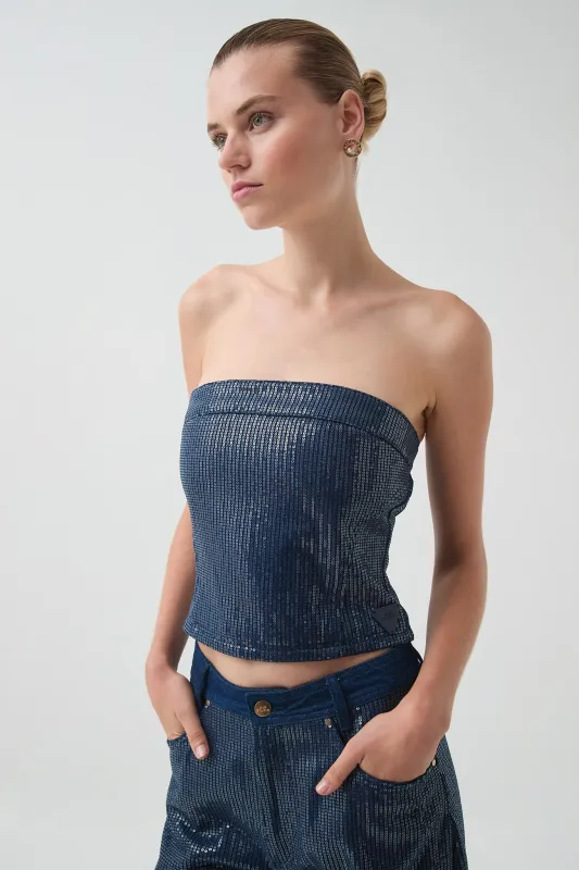 Reflect Denim Bustier made by Aje