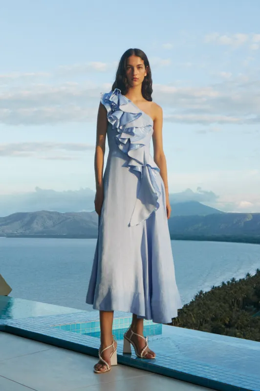 Adelia Ruffle Midi Dress sold by Aje