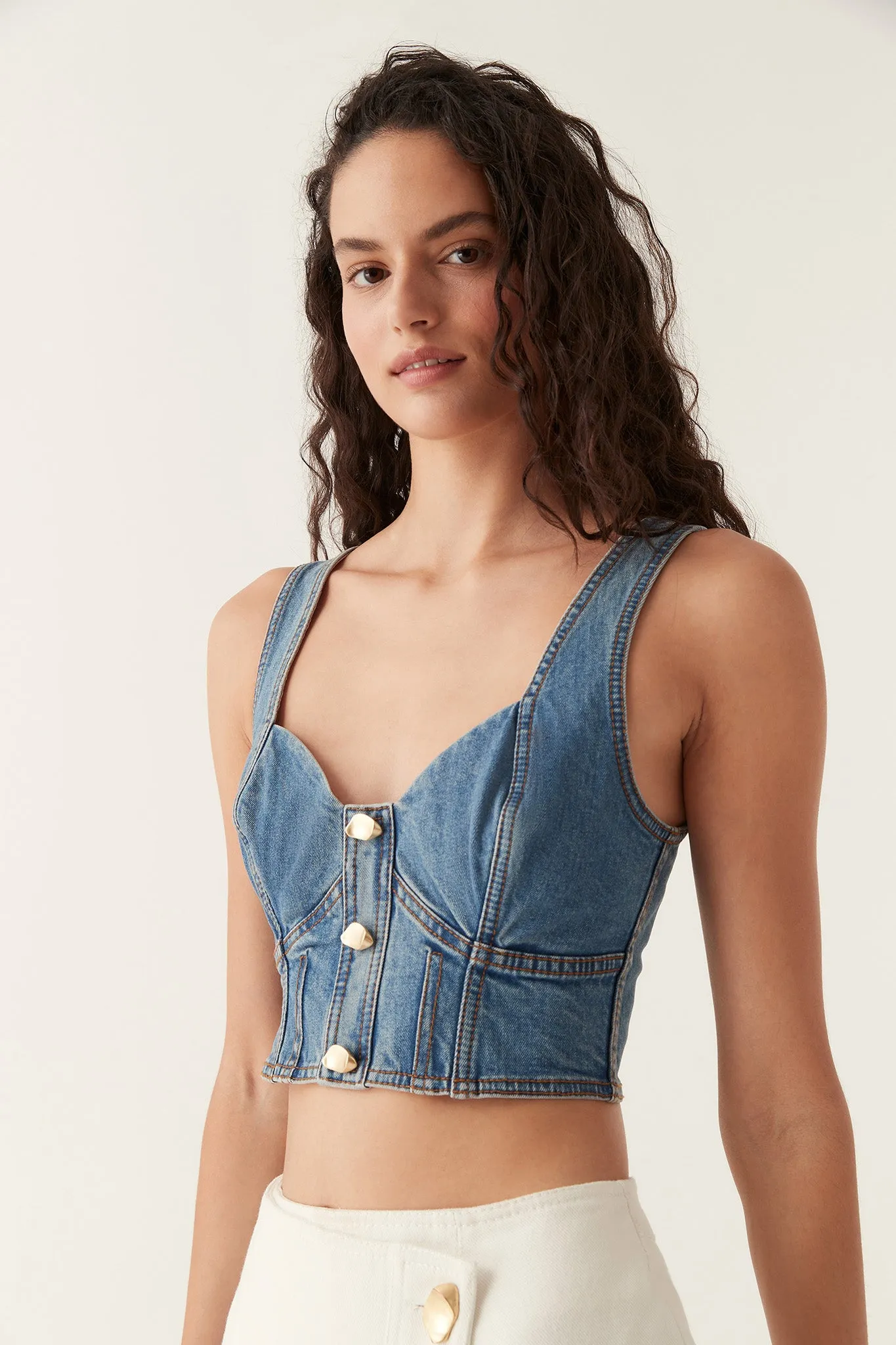 Elena Denim Cropped Bustier sold by Aje product image thumbnail 3
