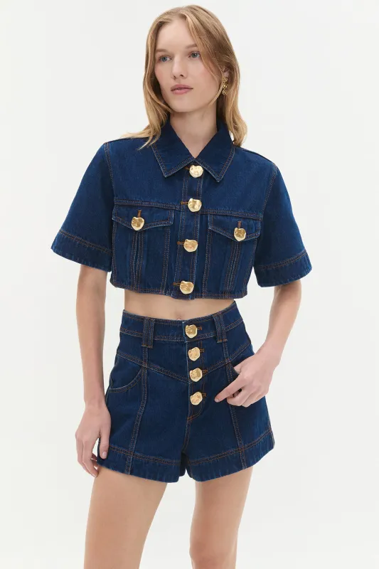 Gianna Denim Cropped Top sold by Aje