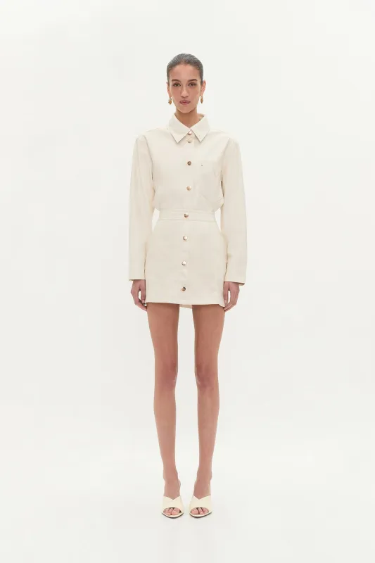 Raven Button Down Mini Skirt sold by Aje