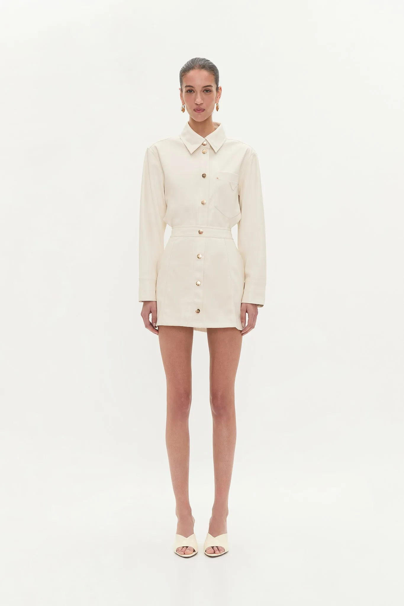 Raven Button Down Mini Skirt sold by Aje