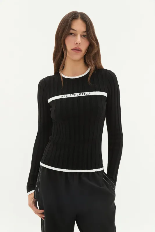 Contrast Long Sleeve Knit Top 438 sold by Aje