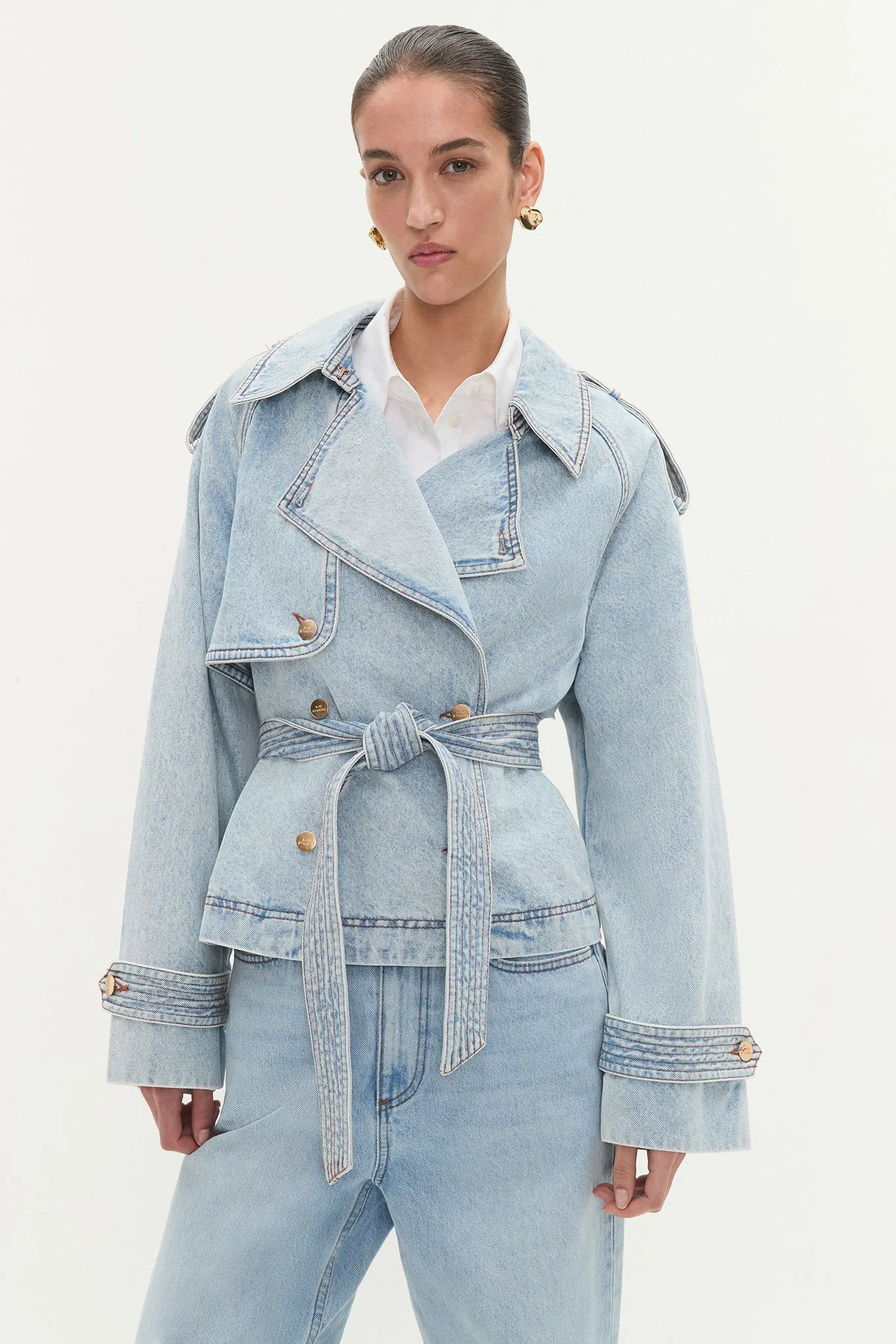 Flynn Cropped Trench sold by Aje