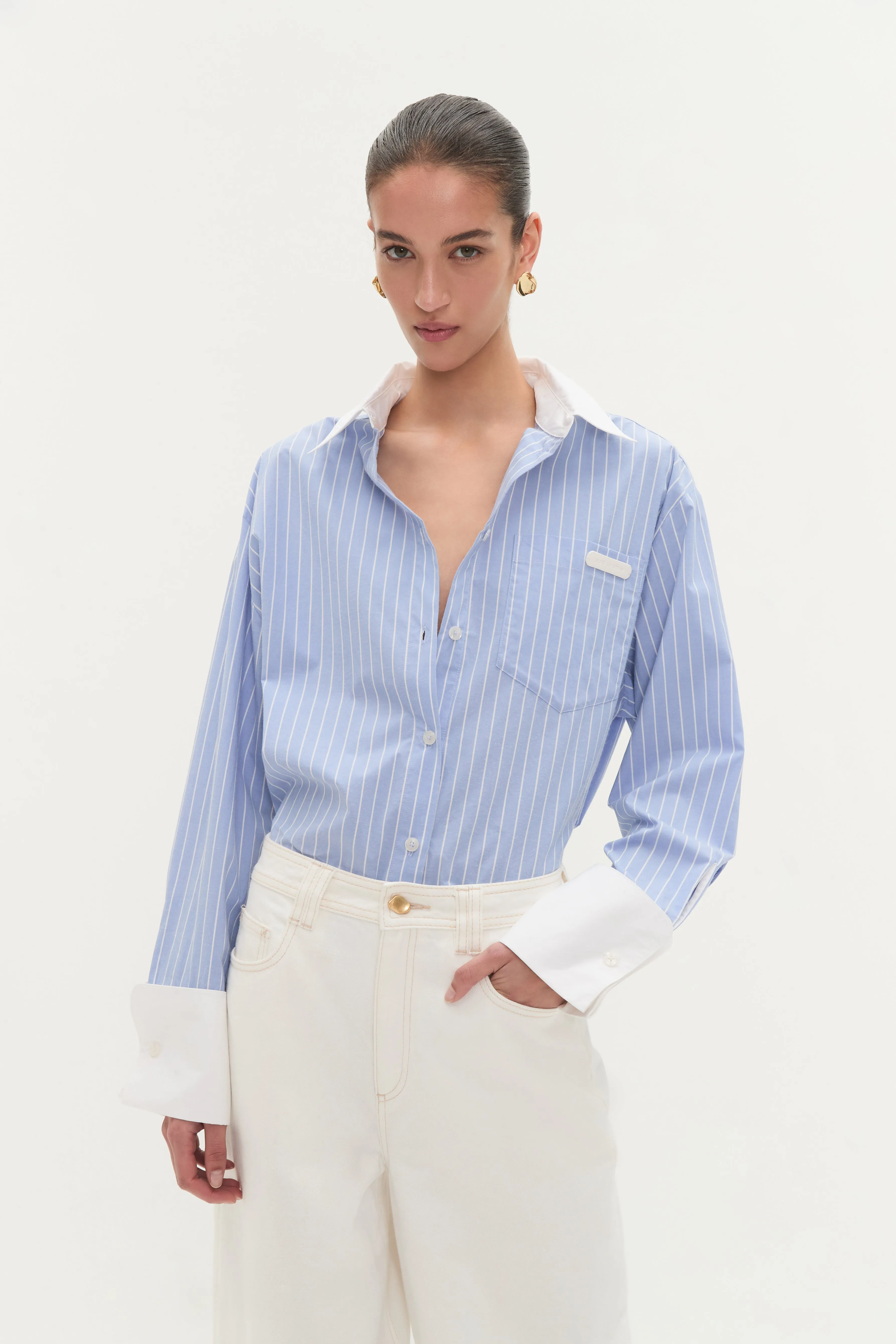 Palmer Striped Shirt sold by Aje