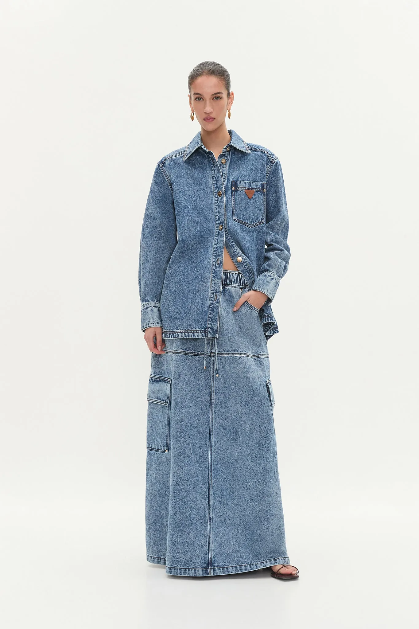 Blues Denim Maxi Skirt sold by Aje