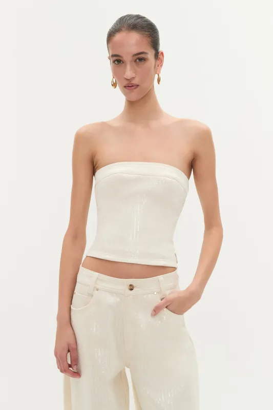 Reflect Denim Bustier sold by Aje