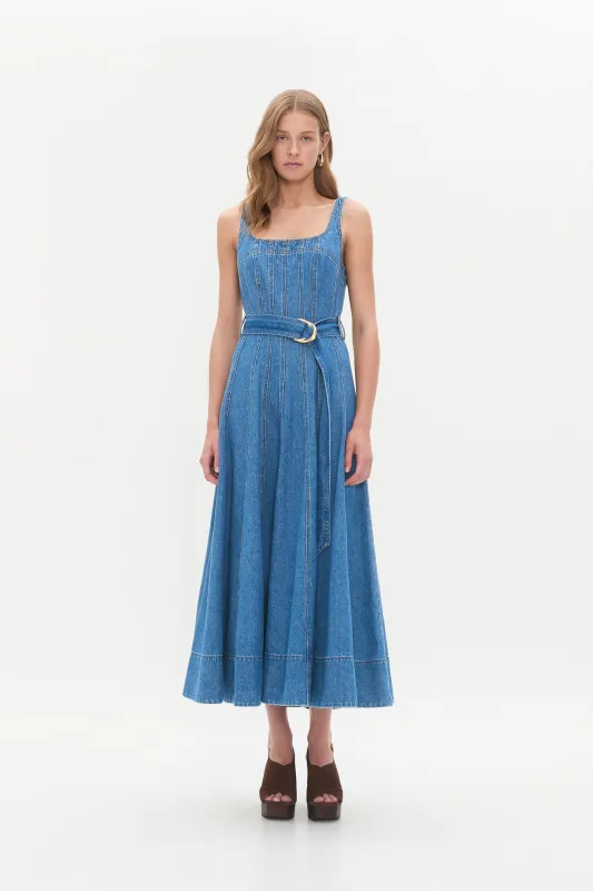 Rainer Denim Midi Dress made by Aje