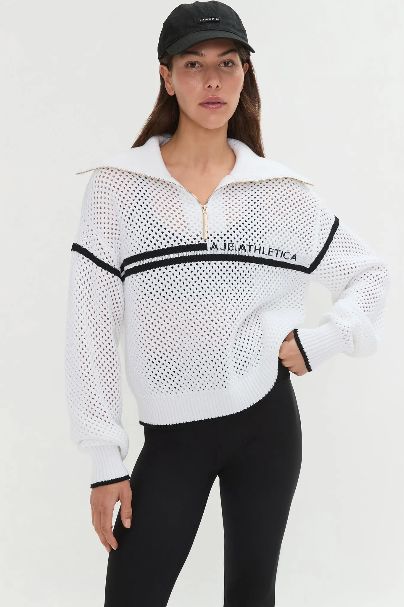 Contrast Zip Knit Jumper 414 sold by Aje