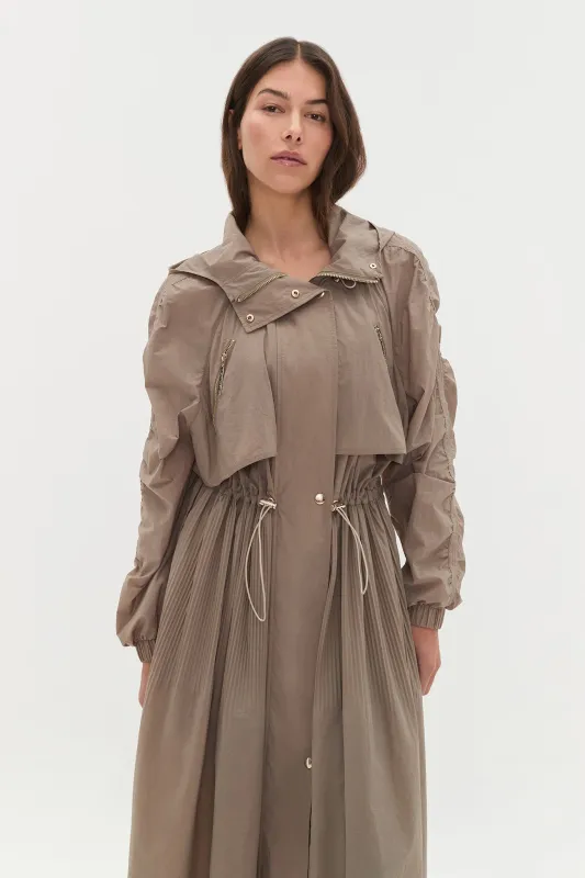 Longline Pleated Trench 703 sold by Aje