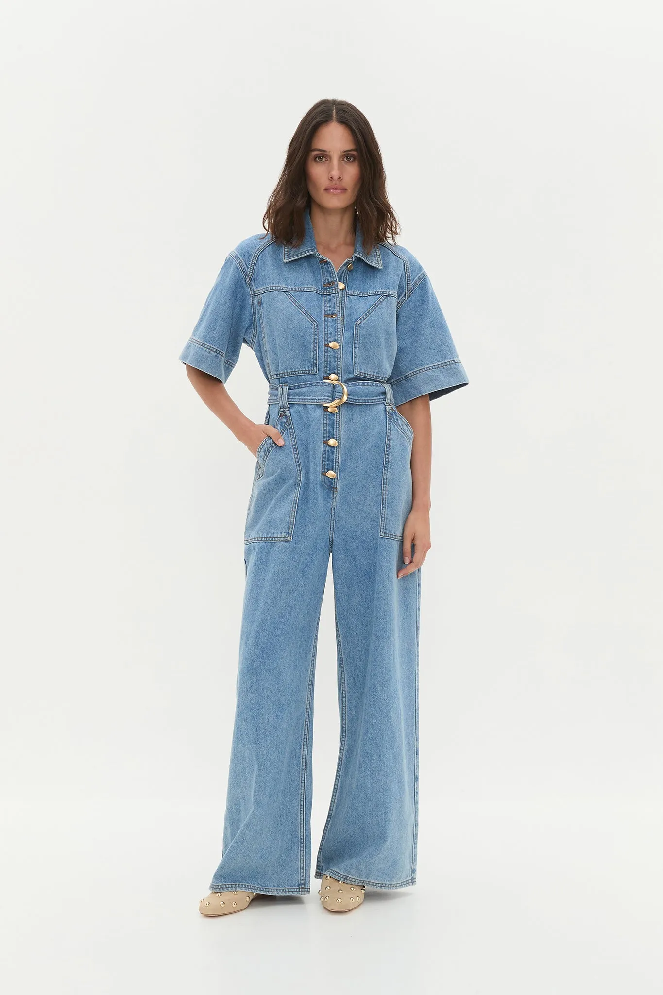 Lane Denim Jumpsuit sold by Aje