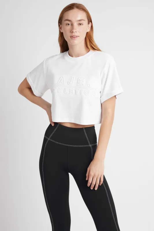 Cropped Embossed Classic Logo T-Shirt 105 sold by Aje