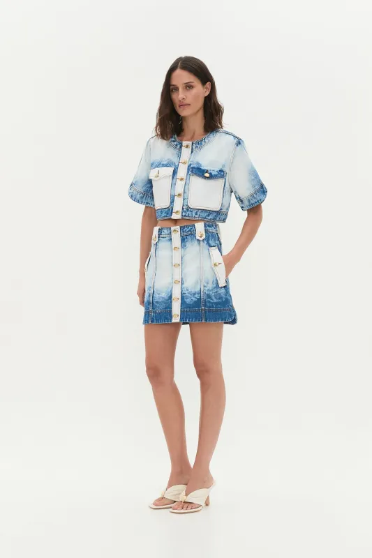 Tides Denim Mini Skirt sold by Aje