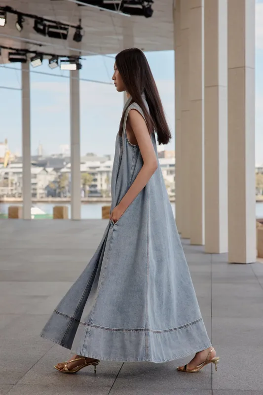 Amara Denim Maxi Dress sold by Aje
