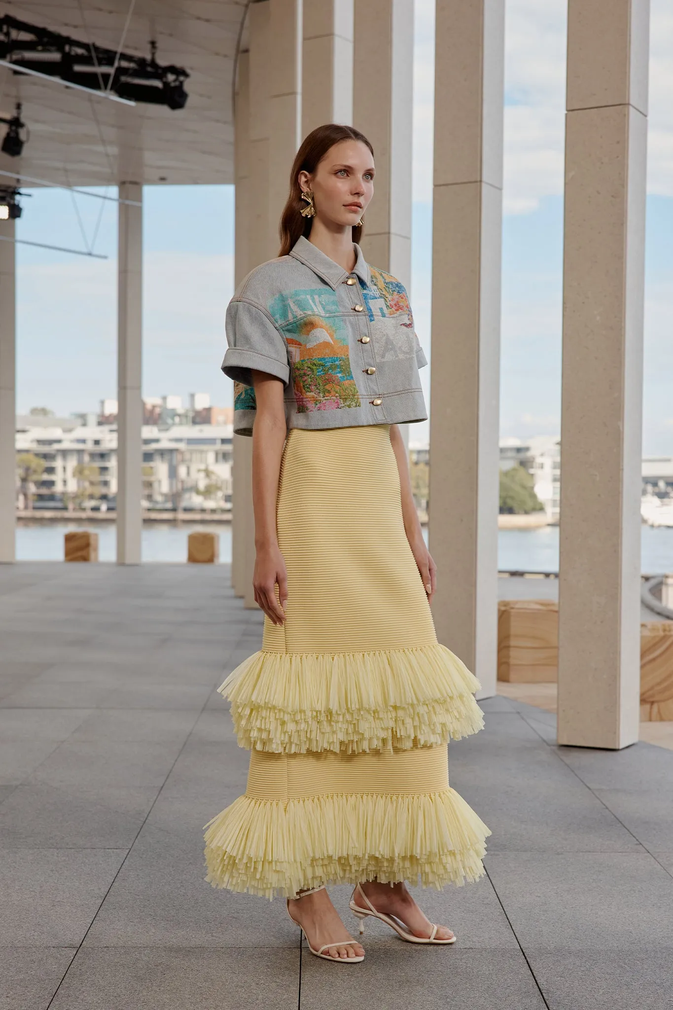 Agave Knit Raffia Midi Skirt sold by Aje