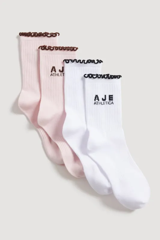 Frill Logo Socks 028 made by Aje
