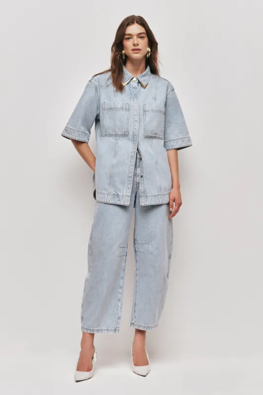 Amie Denim Short Sleeve Shirt sold by Aje