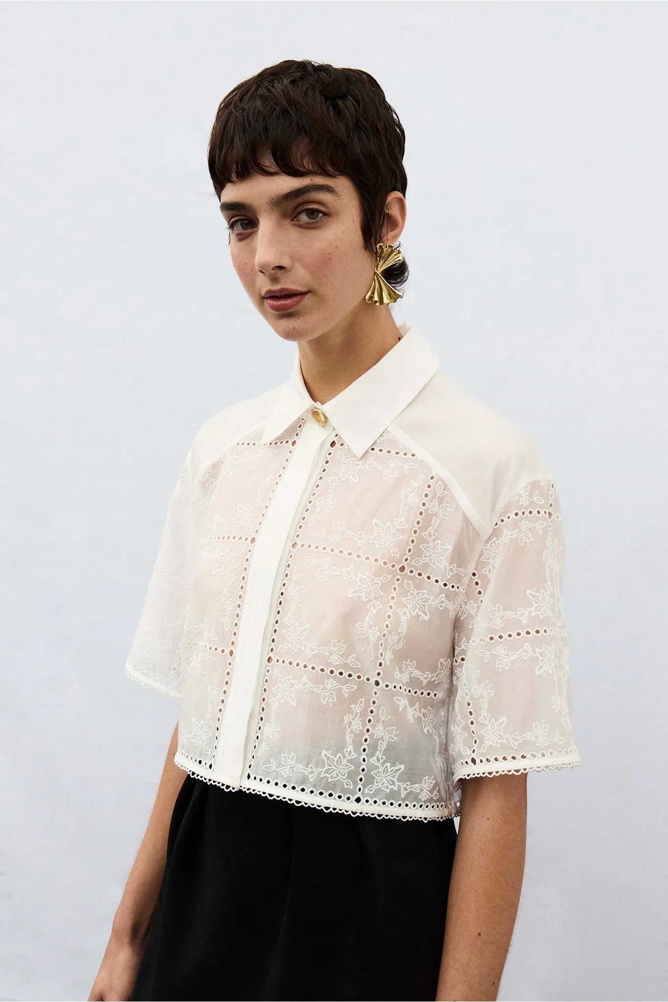 Merritt Embroidery Shirt sold by Aje