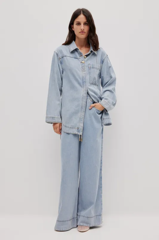 Corrie Denim Long Sleeve Shirt made by Aje