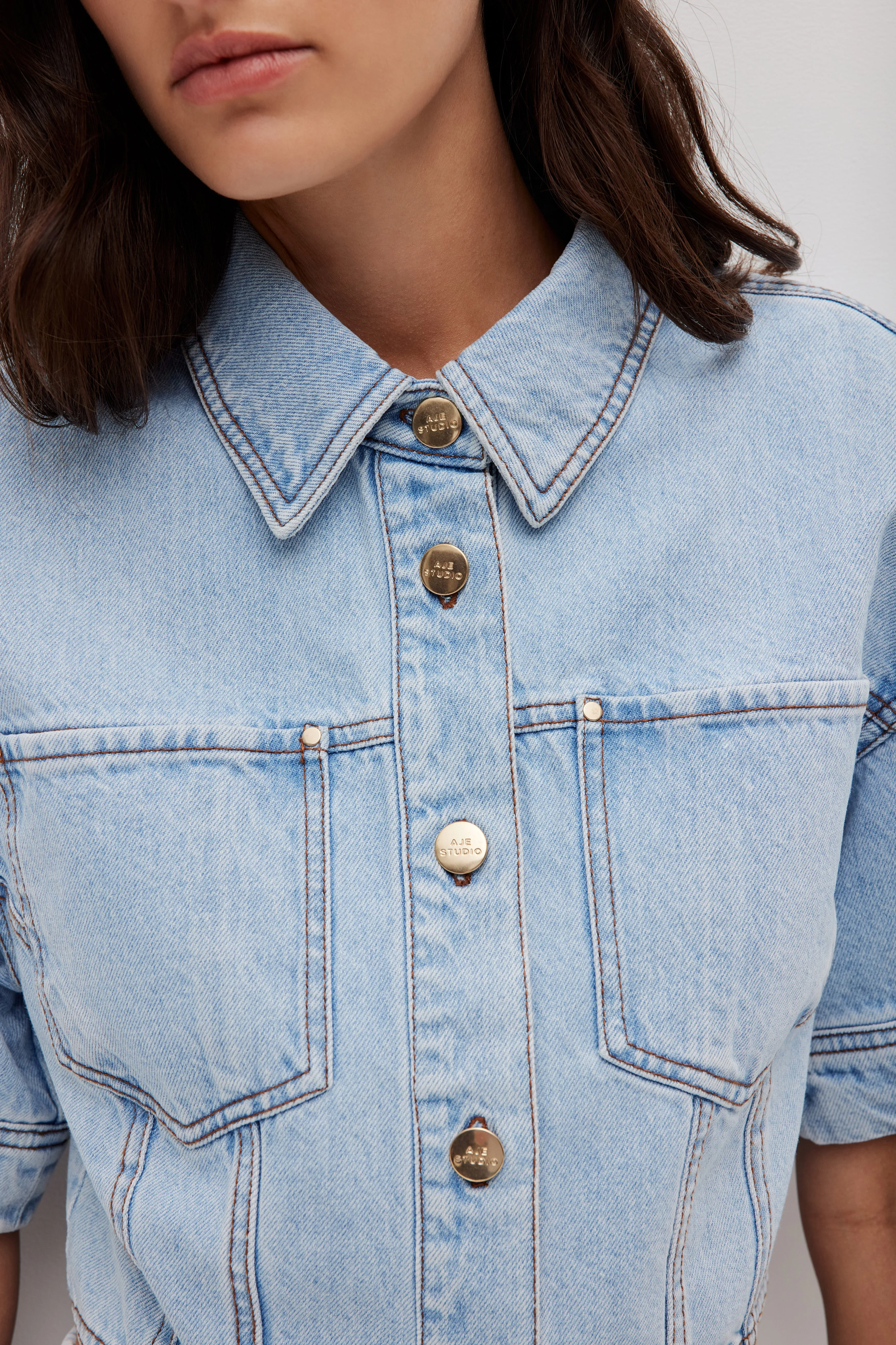 Zella Cropped Denim Shirt sold by Aje product image thumbnail 5