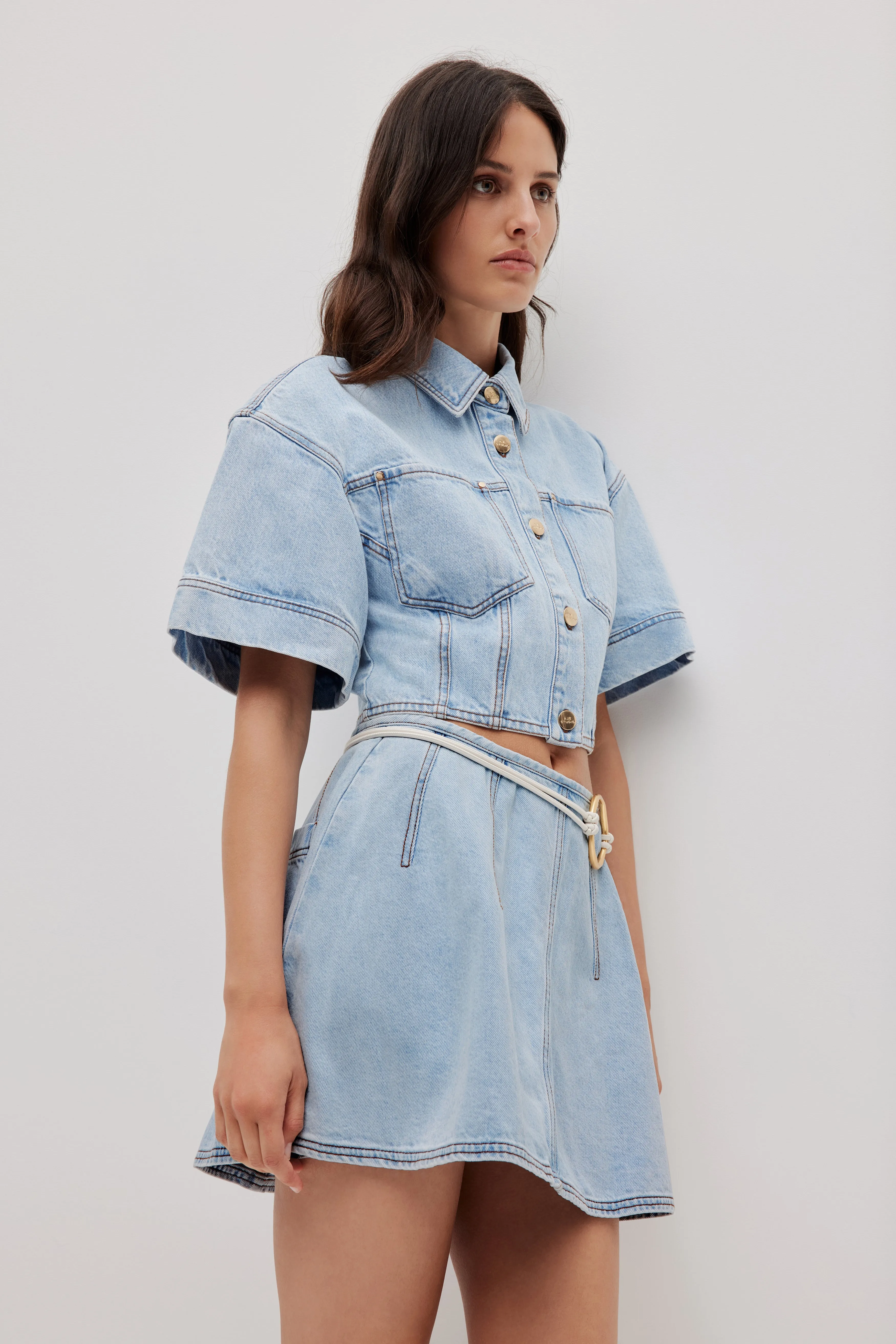 Zella Cropped Denim Shirt sold by Aje product image thumbnail 3