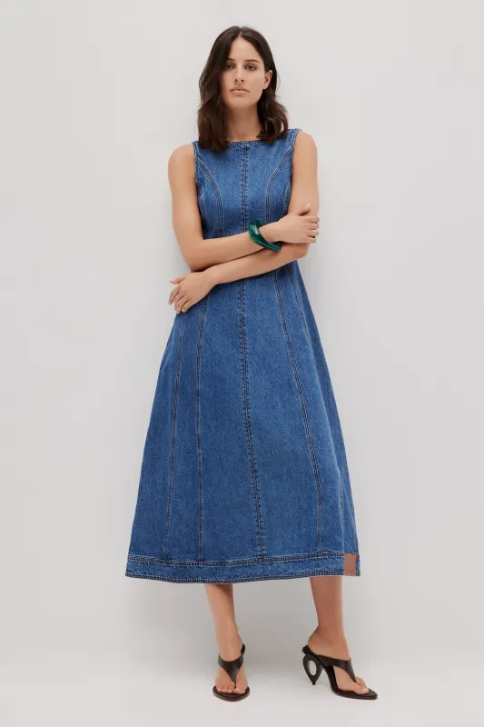 Zella Denim Midi Dress sold by Aje