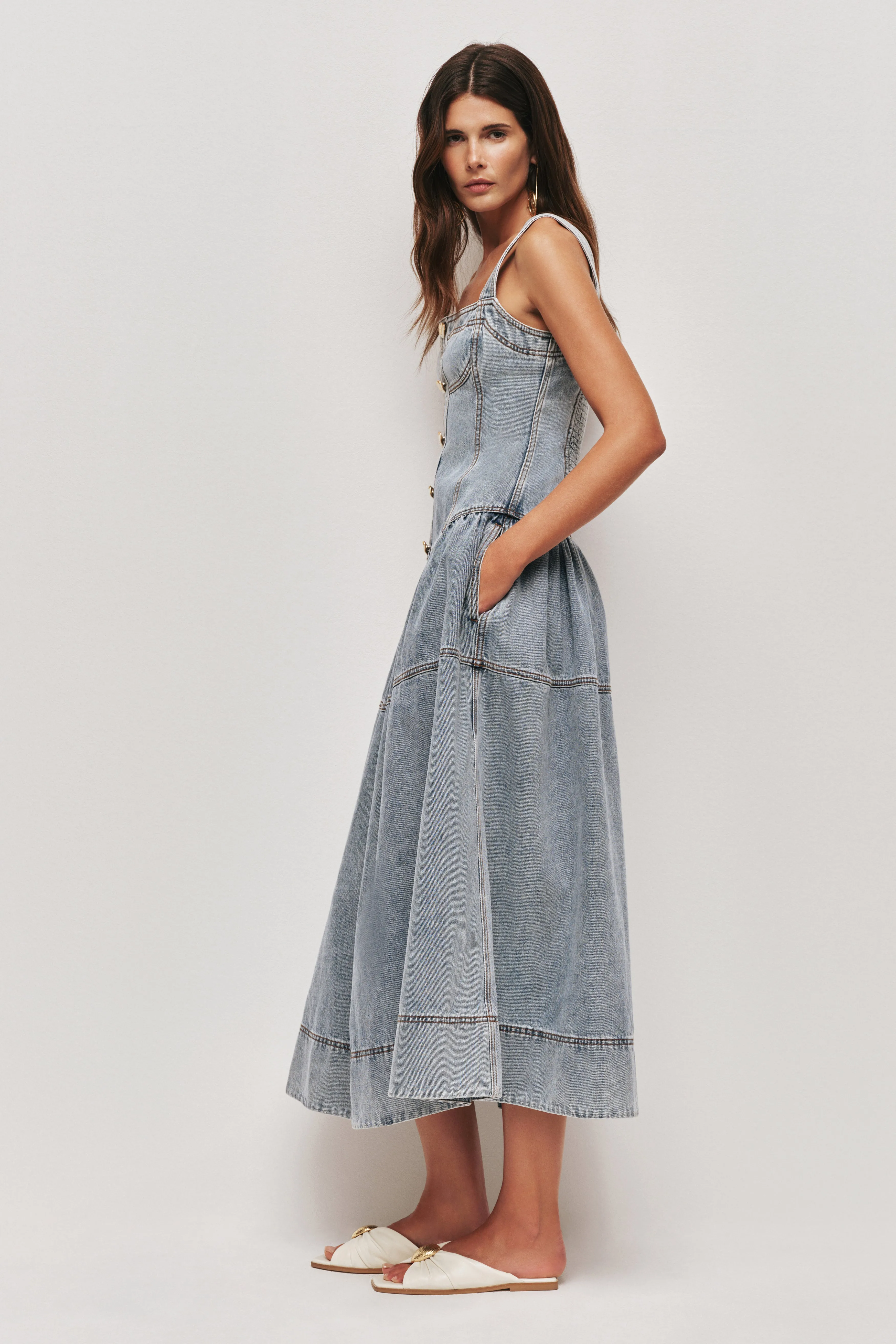 Birch Denim Midi Dress sold by Aje product image thumbnail 4