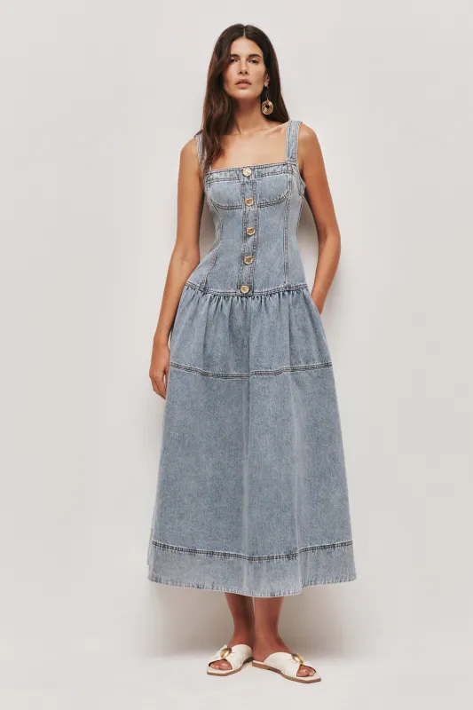 Birch Denim Midi Dress sold by Aje