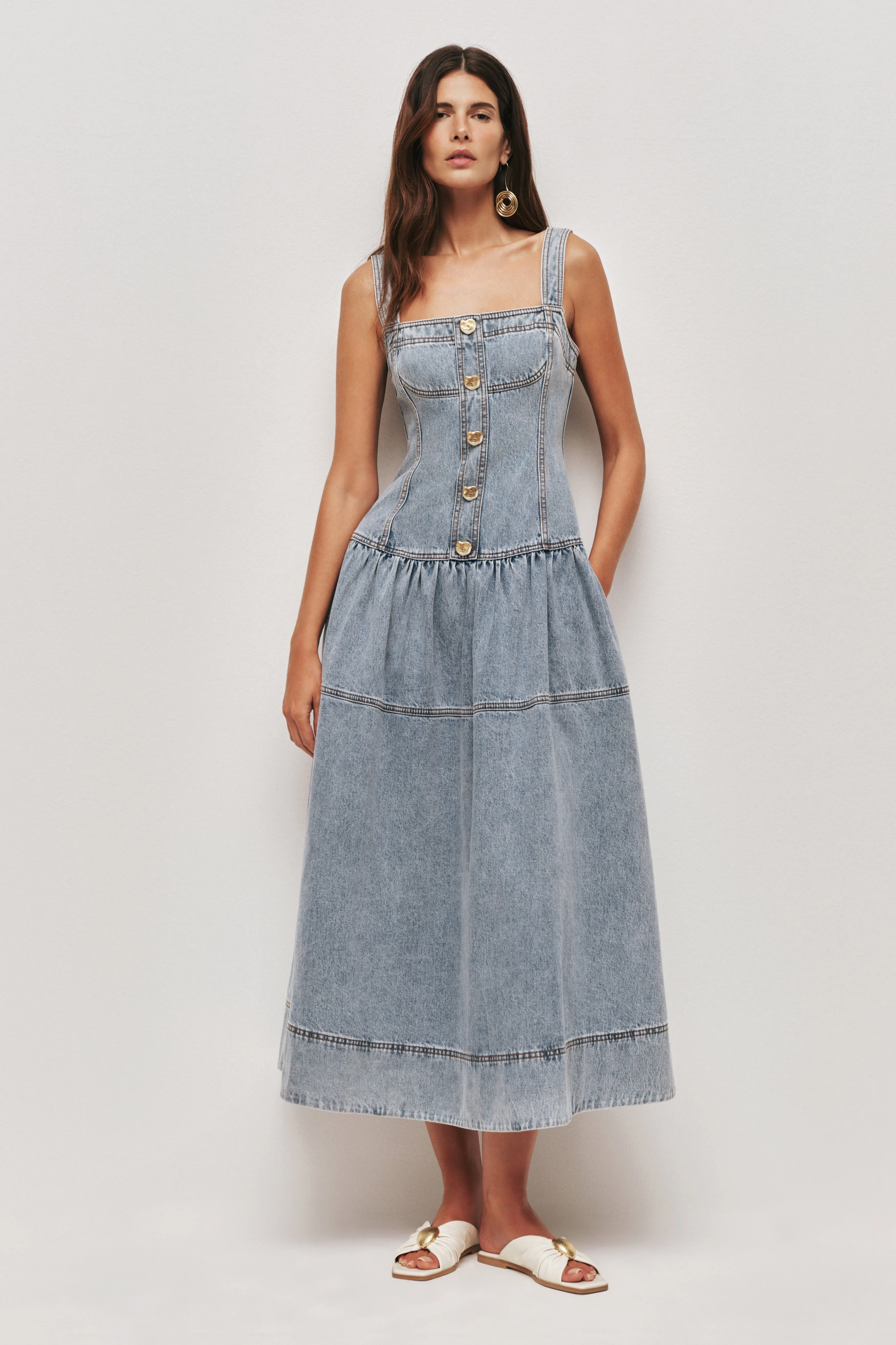 Birch Denim Midi Dress sold by Aje