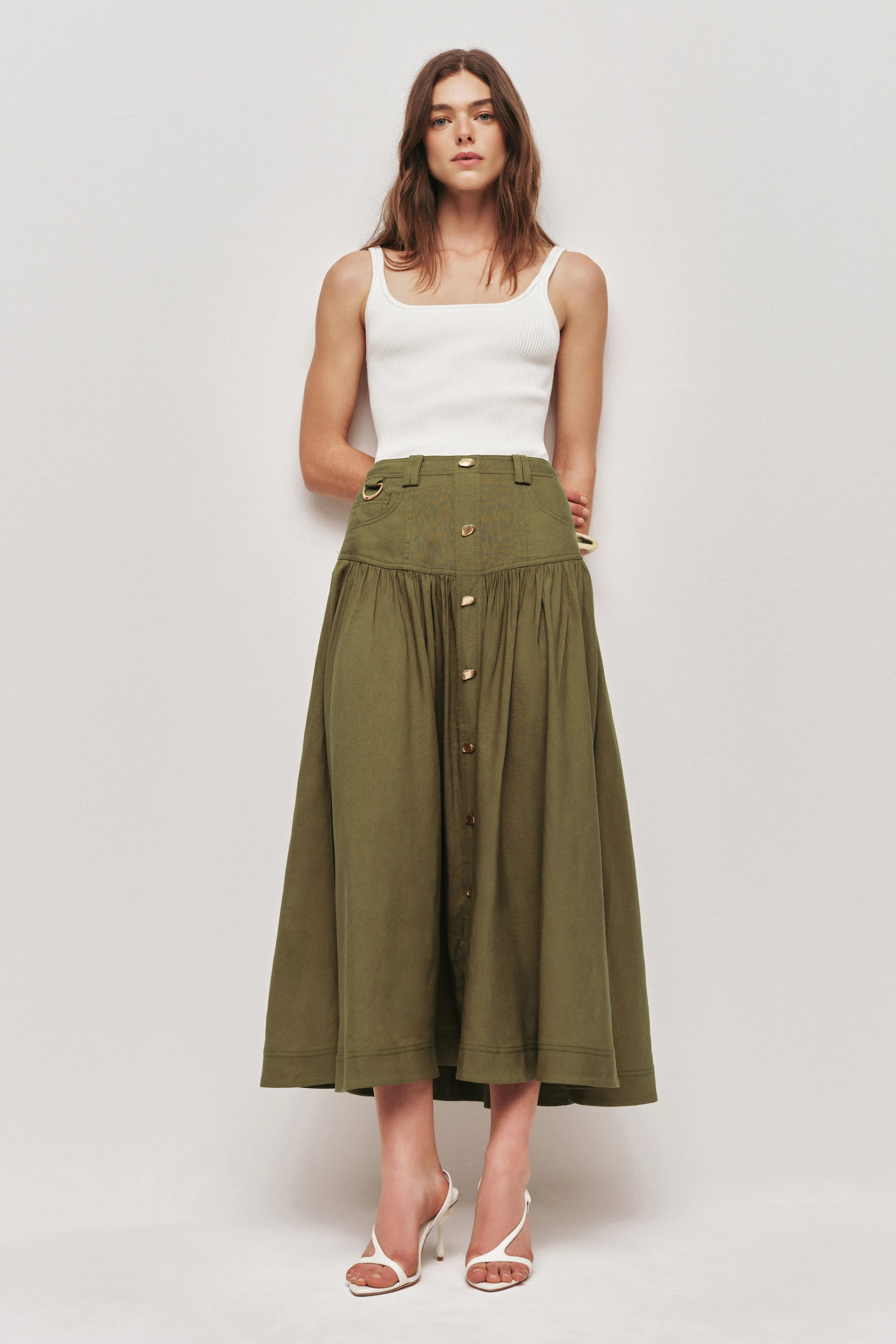 Solene Midi Skirt sold by Aje
