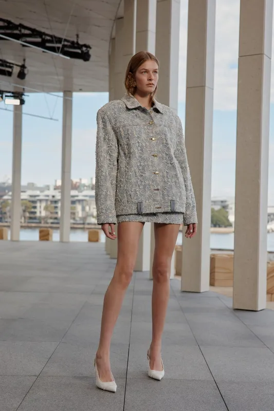 Bloom Lace Denim Jacket made by Aje