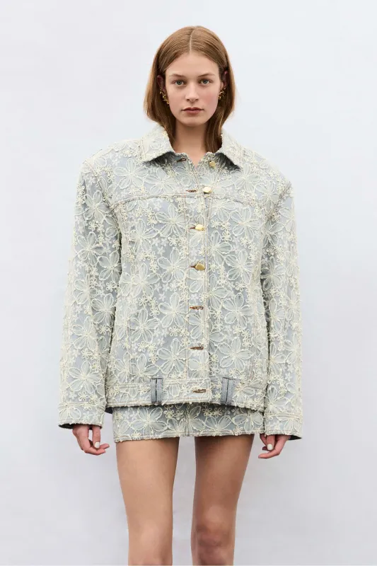 Bloom Lace Denim Skirt sold by Aje