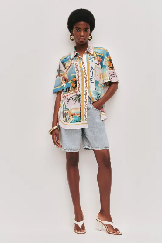 Atomic Short Sleeve Silk Shirt sold by Aje