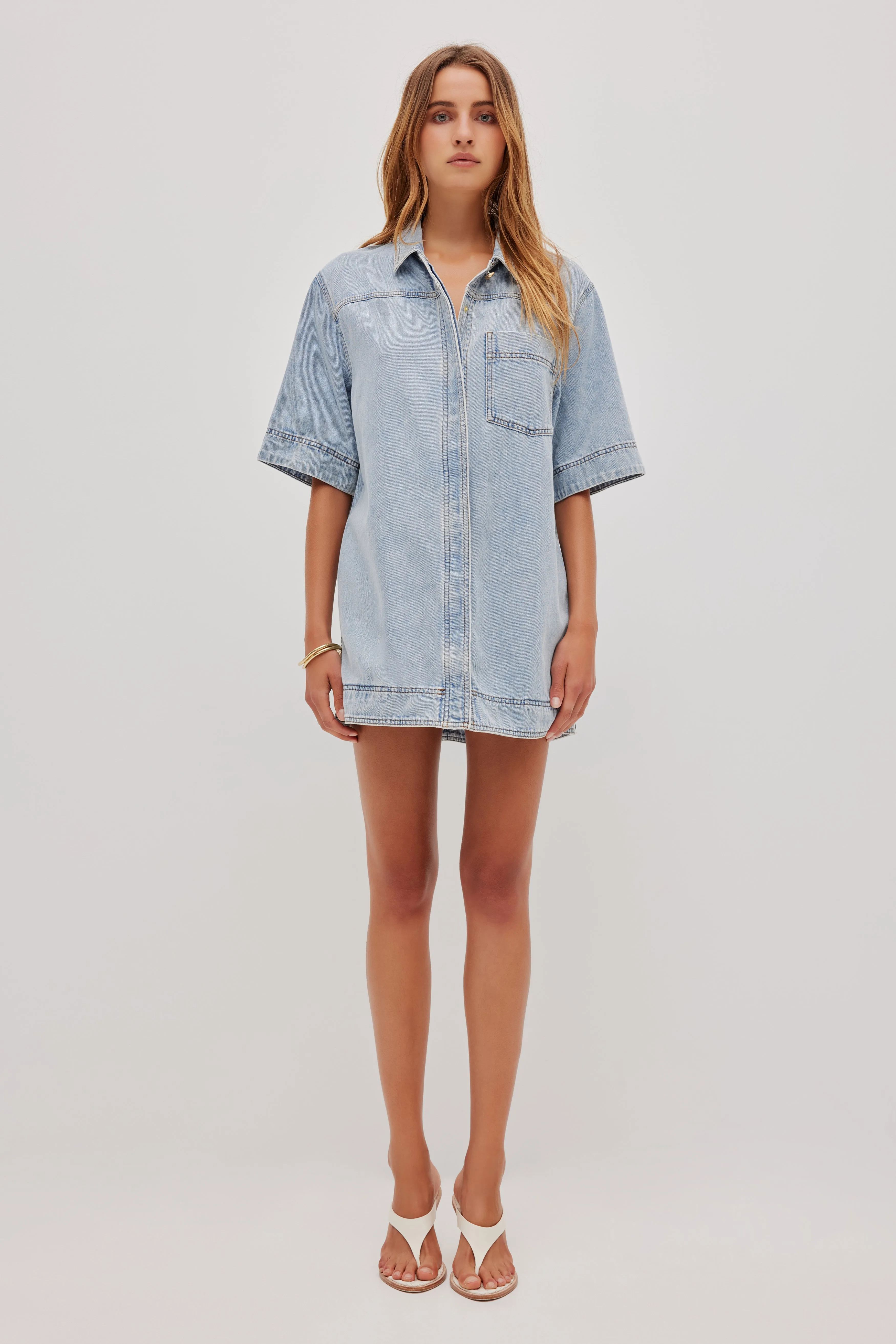 Corrie Denim Mini Tunic Dress sold by Aje